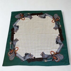 Dior Green and Brown Checkered Scarf with Accessories Design